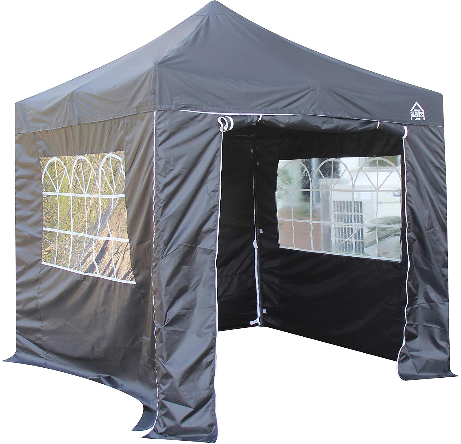 Detalle de All Seasons Gazebos Pavillon Ultra-résistant à Ouverture instantanée 2,5 m x 2,5 m avec 4 poids et panneaux latéraux - Noir