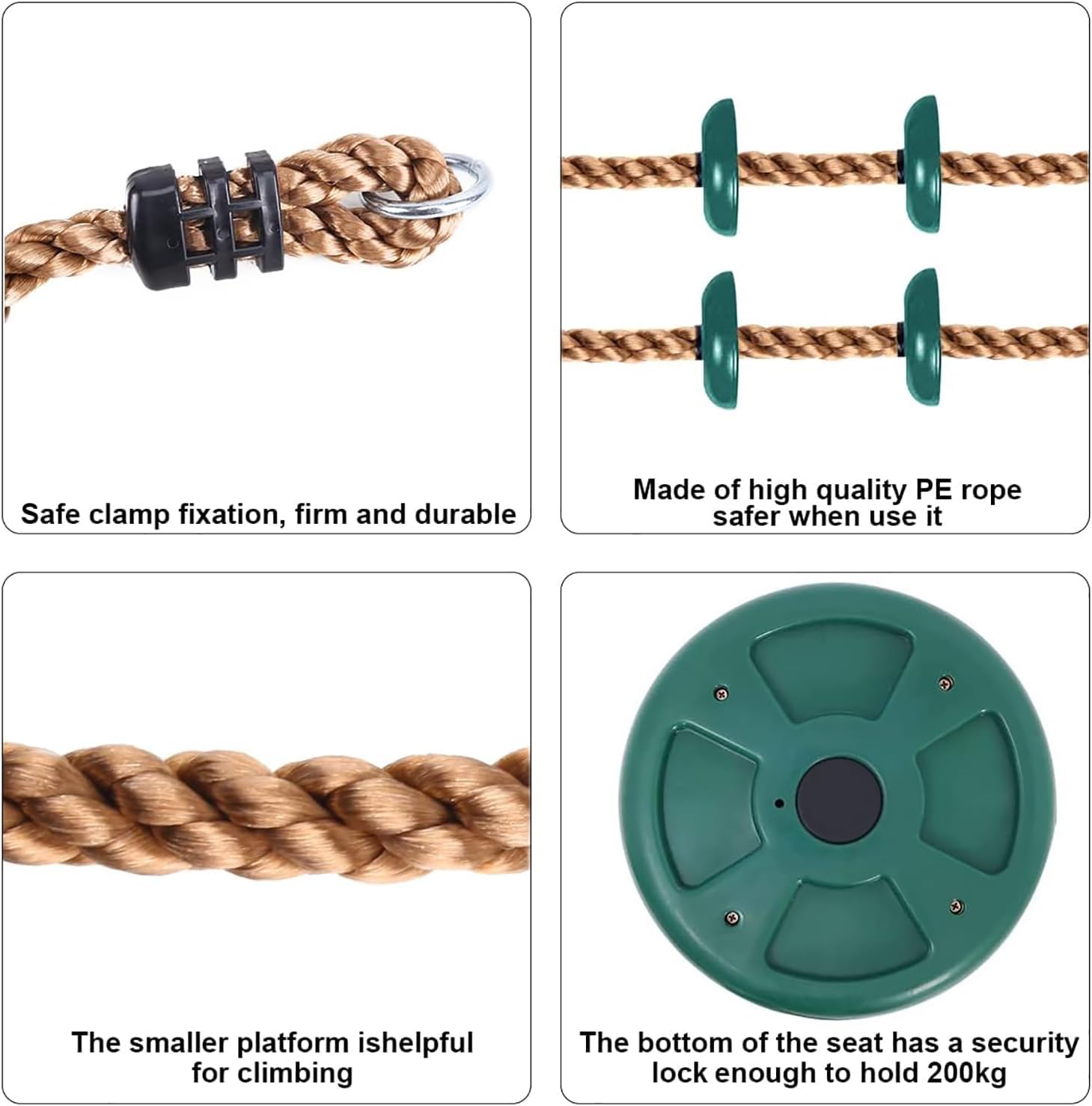 Thumbnail 2 de Ausbond Kletterseil-Schaukel für Kinder – Outdoor-Schaukel mit verstellbarer Seillänge bis 200 kg