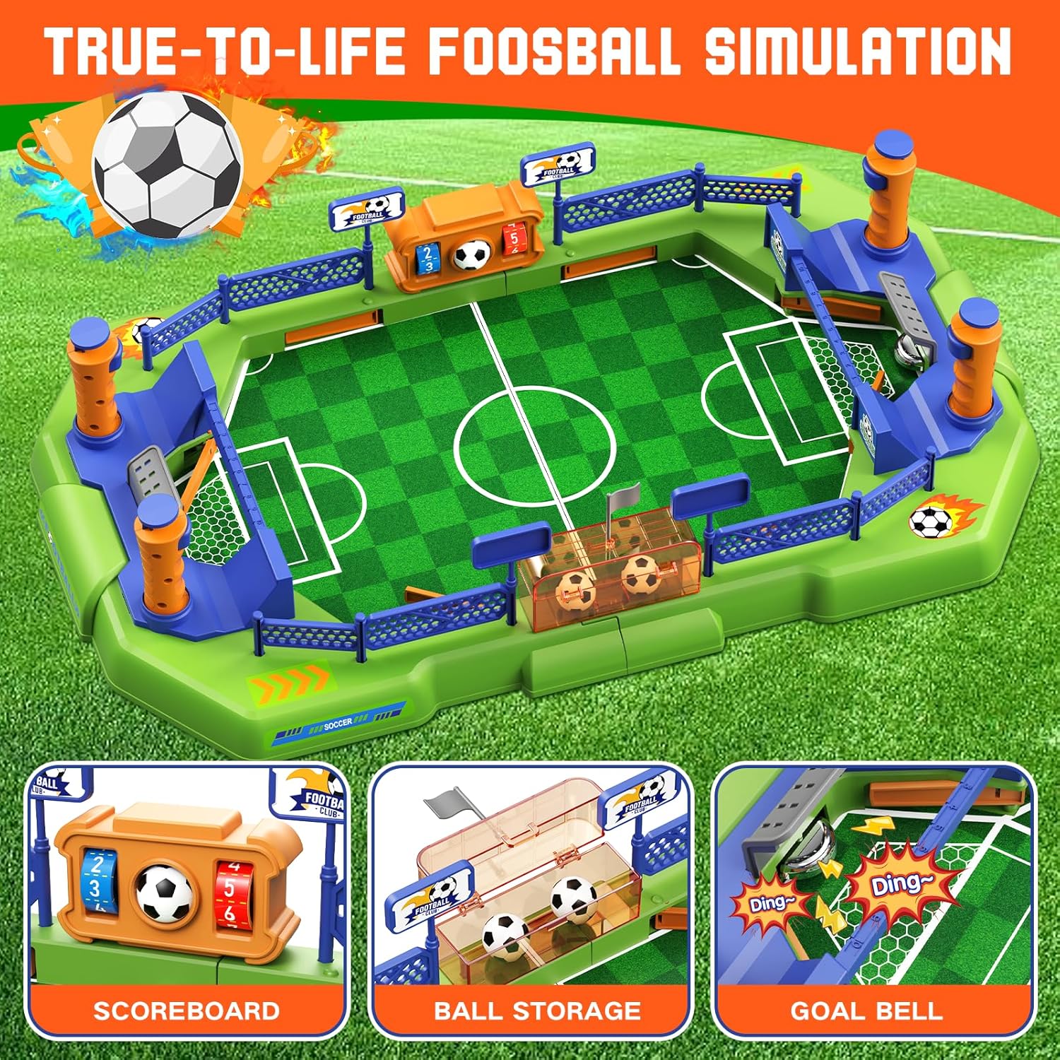 Detalle de Mini Foosball Table Game for Kids — Portable Soccer Board Game