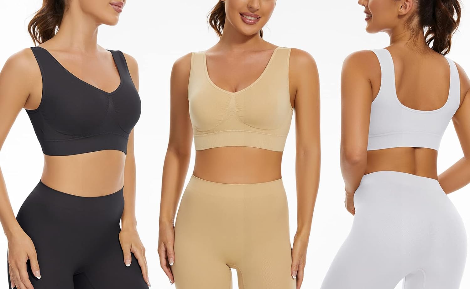 Thumbnail 2 de Lemef 3-Pack Seamless Wirefree Yoga Sports Bra with Removable Pads for Women
