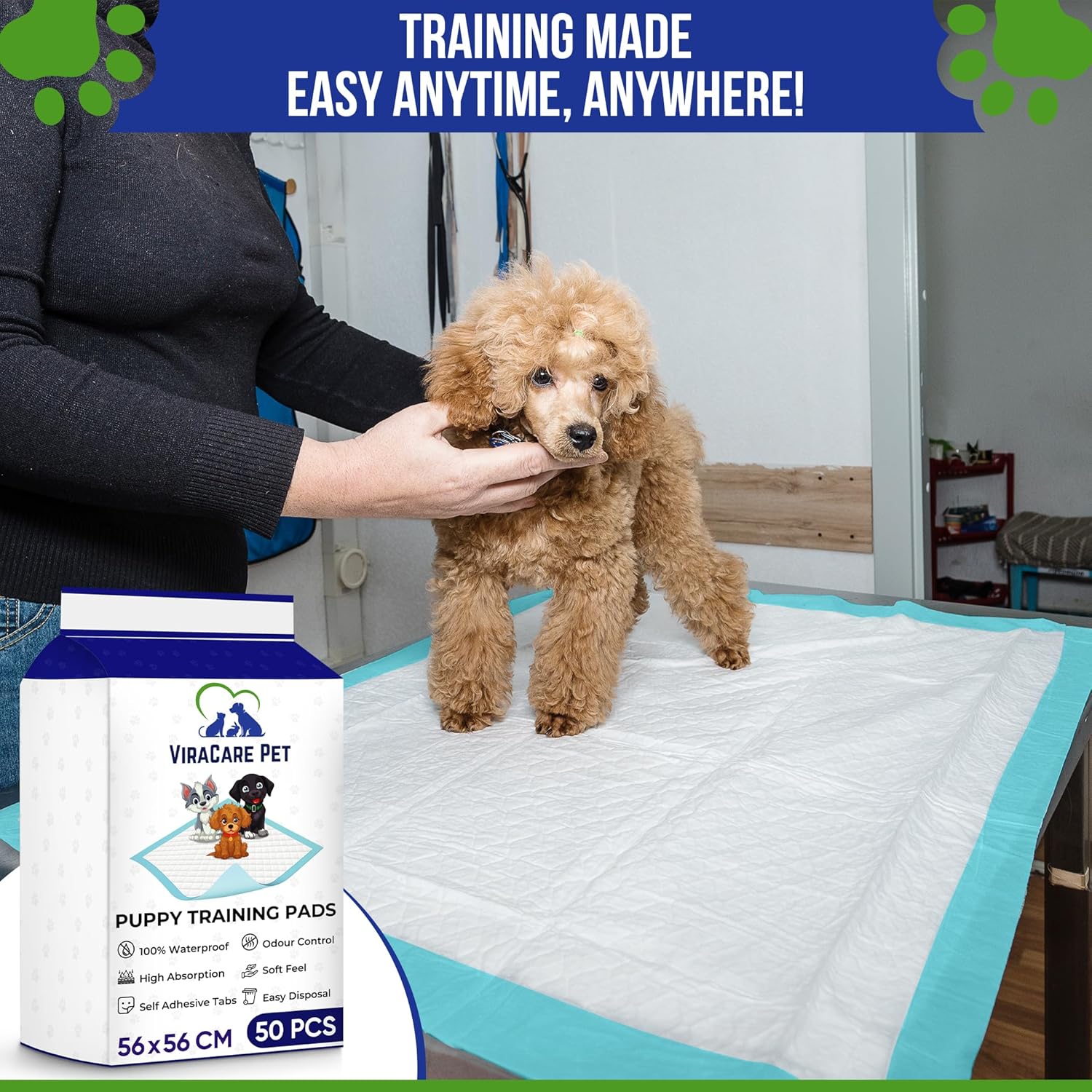 Detalle de ViraCare 56 x 56 cm Puppy Training Pads – 50 Pack