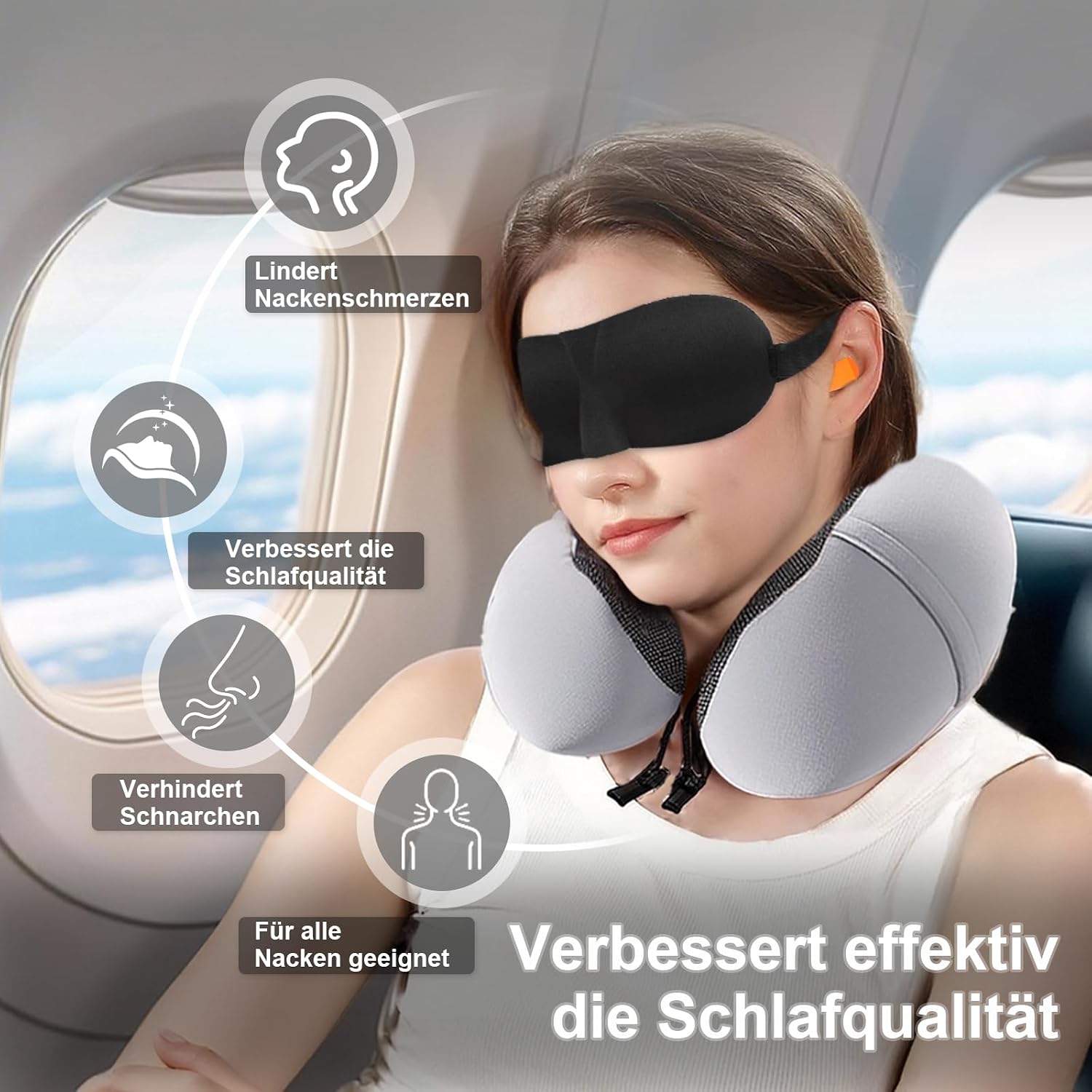 Detalle 2 de ARTREE Almohada de Viaje Ajustable 38% compacta