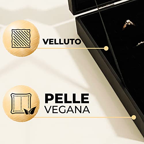 Detalle 2 de Praknu portaanelli da 100 anelli in similpelle, con coperchio trasparente