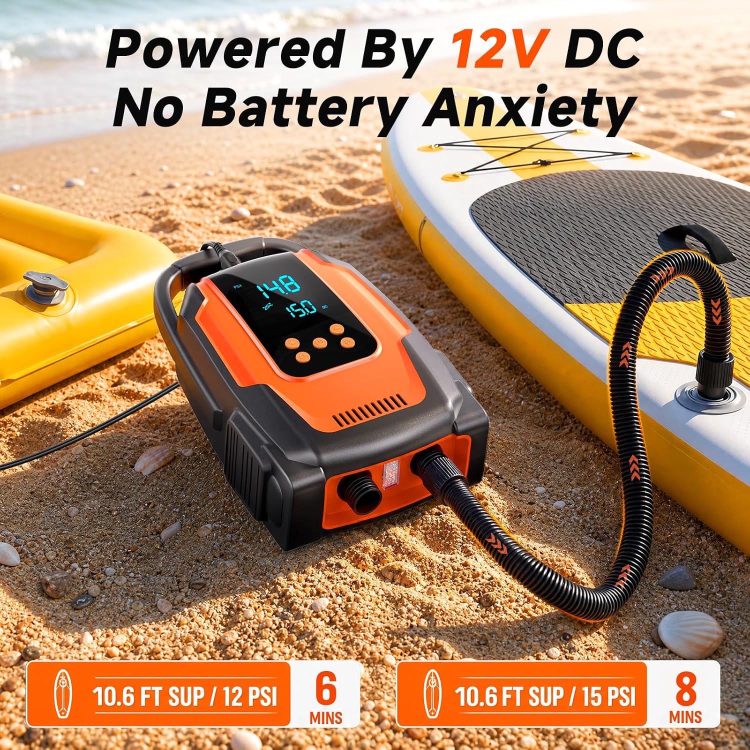 Thumbnail 1 de Paddle Board Electric Pump with Auto-Off, 50 PSI High-Pressure SUP Pump (12V DC)