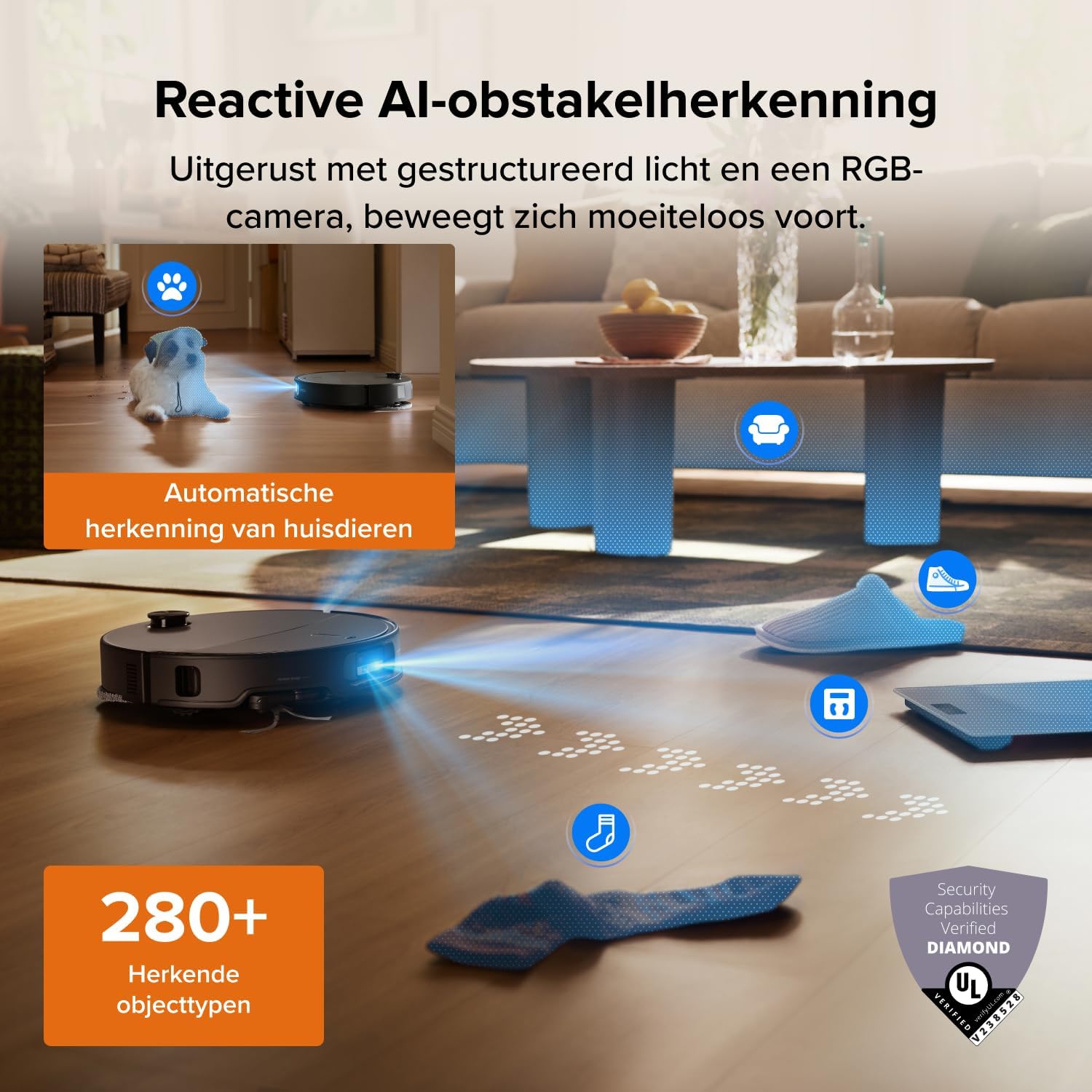 Detalle de roborock Qrevo Edge 2 Set robotstofzuiger, 25.000 Pa en ultraslank ontwerp