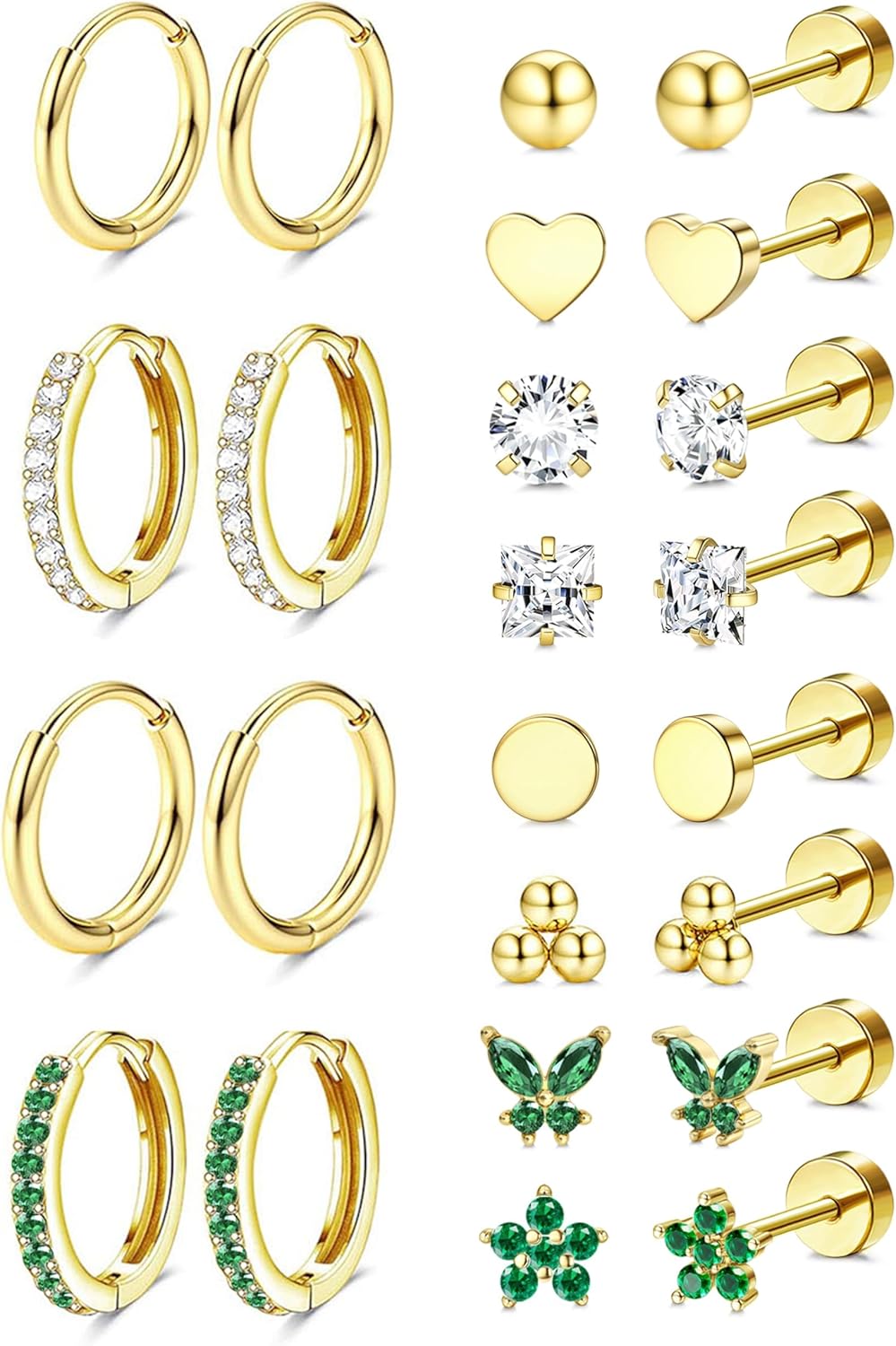 Thumbnail 6 de Jstyle Hypoallergenic 14K Gold Plated Studs for Sensitive Ears