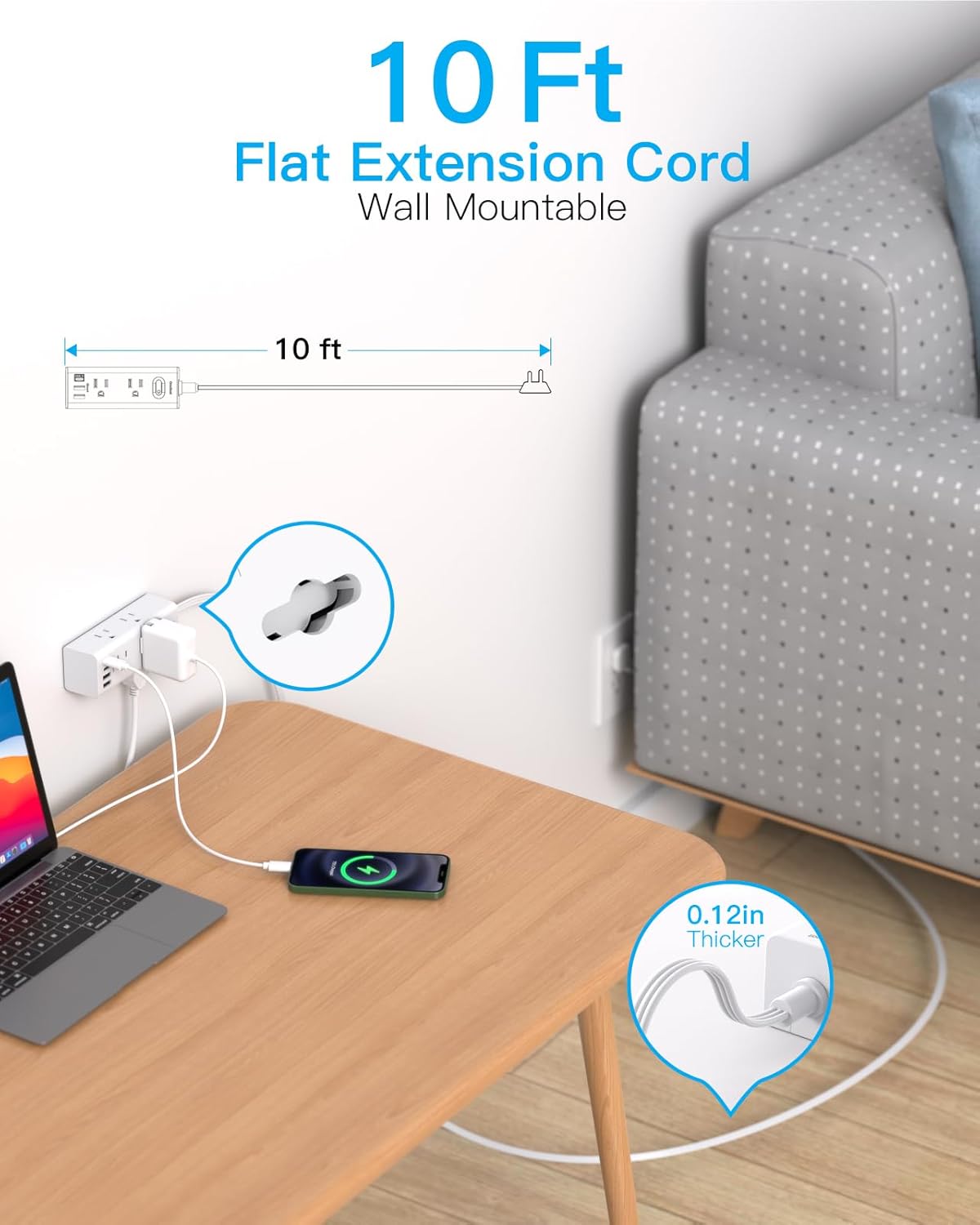 Thumbnail 1 de One Beat 10 ft Power Strip 6-Outlet with USB 🔌