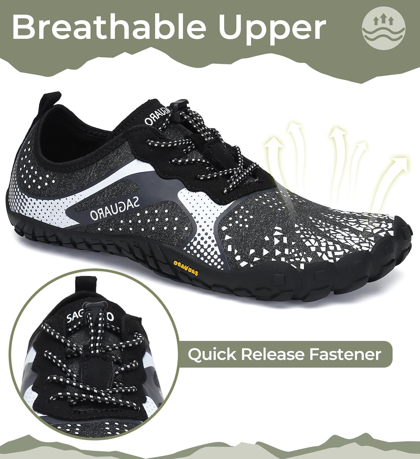 Detalle de SAGUARO Scarpe Barefoot minimaliste da uomo per trail, trekking e scoglio