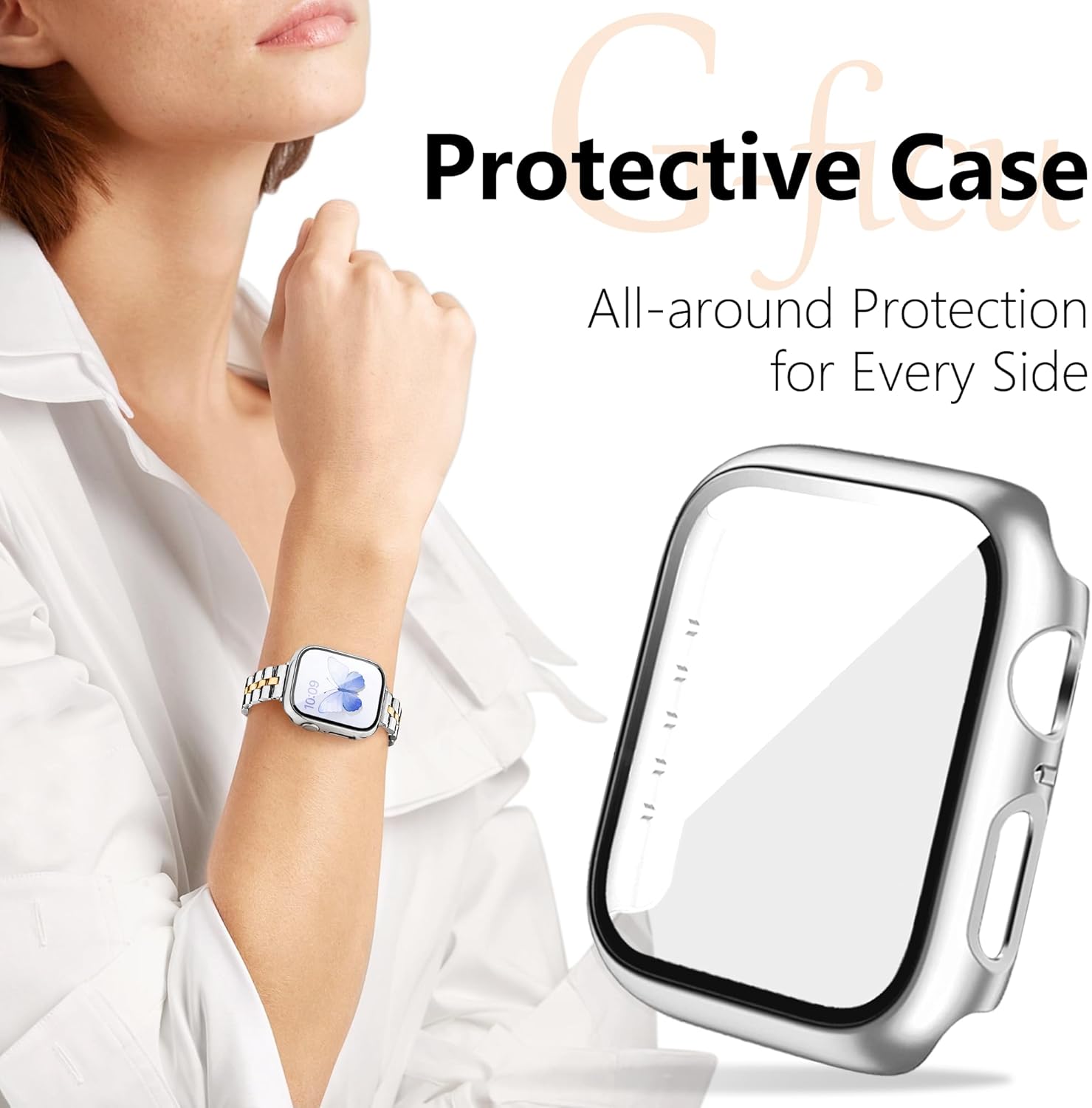 Thumbnail 3 de G-ficu Thin Metal Straps with Case for Apple Watch (40mm/41mm/44mm) – Slim Stainless Steel Band with Protective Cover