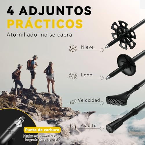 Detalle 2 de DOBESTS Bastones de Senderismo Plegables 110-130 cm – Set Completo de Aluminio 7075