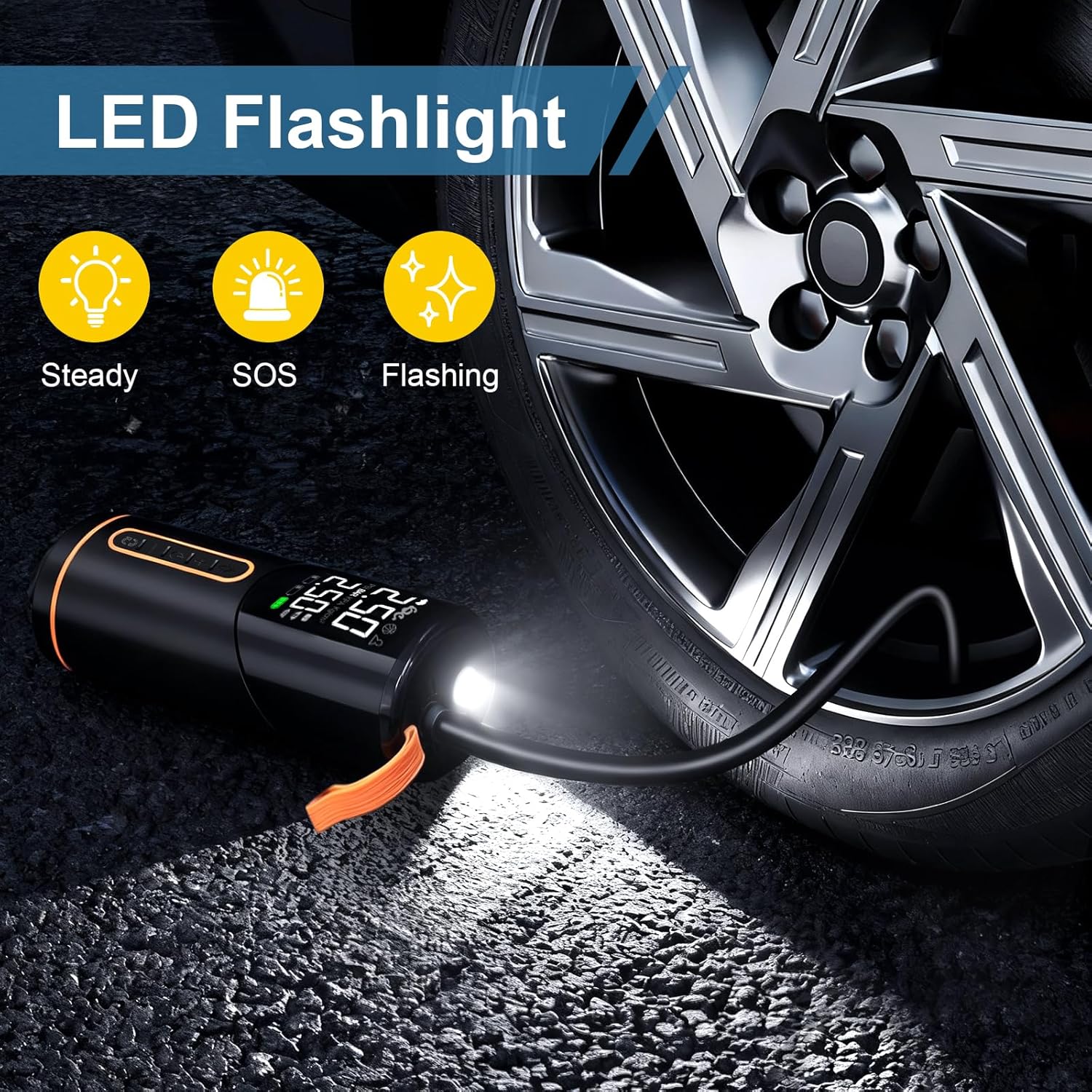 Thumbnail 4 de DICTIEN 7000mAh Portable Air Compressor with 150 PSI: Compact Inflator for Cars, Motorbikes and Bikes