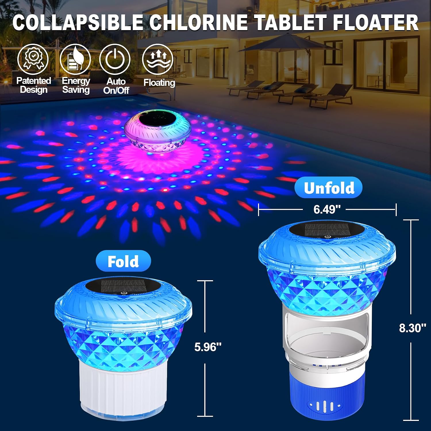 Thumbnail 2 de DeeprBling Diffuseur Chlore Piscine avec Solaire et Lumière LED – Flotteur Polyvalent