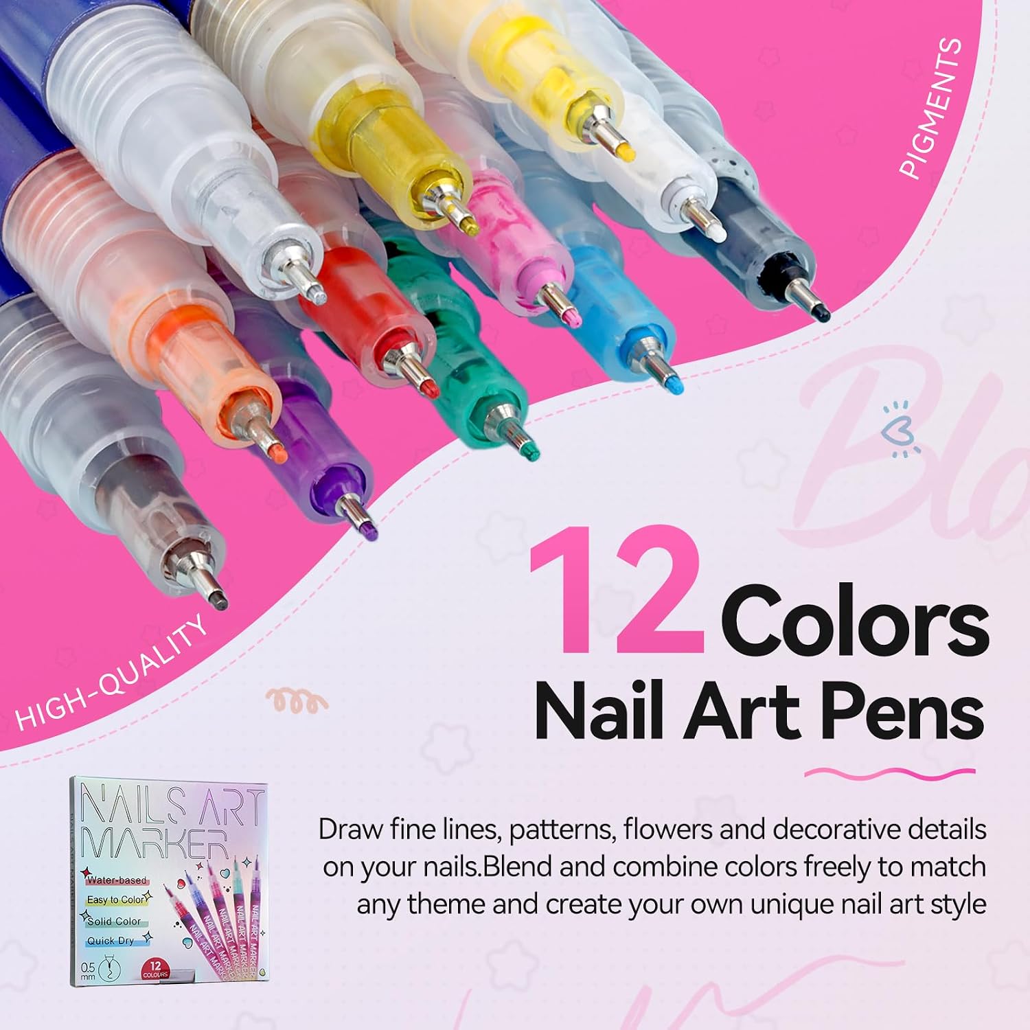 Detalle 2 de 12 Farben Nagellackstift Set für Nail Art