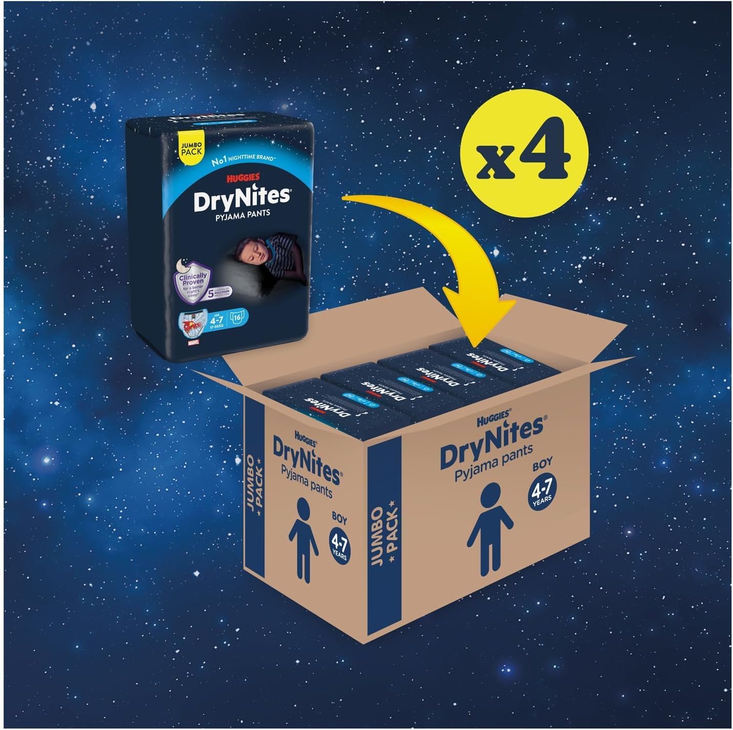 Detalle 2 de Huggies DryNites Mutandine M 64 pezzi