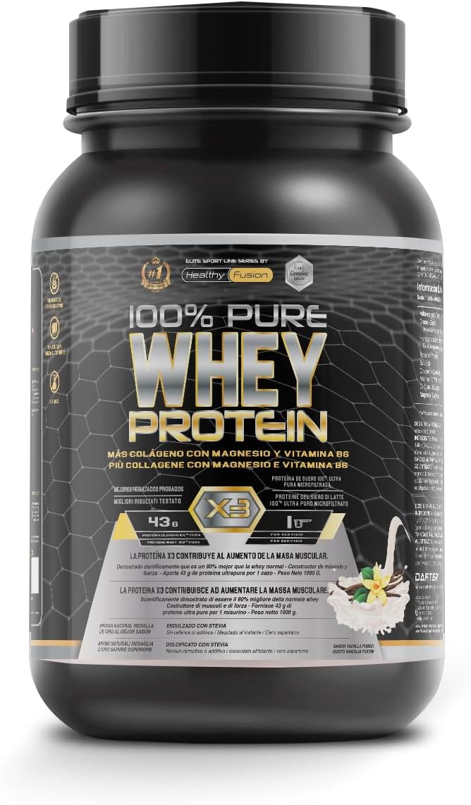 Detalle de Healthy Fusion Whey Protein 💪 Colágeno y Magnesio | Vainilla 1000g