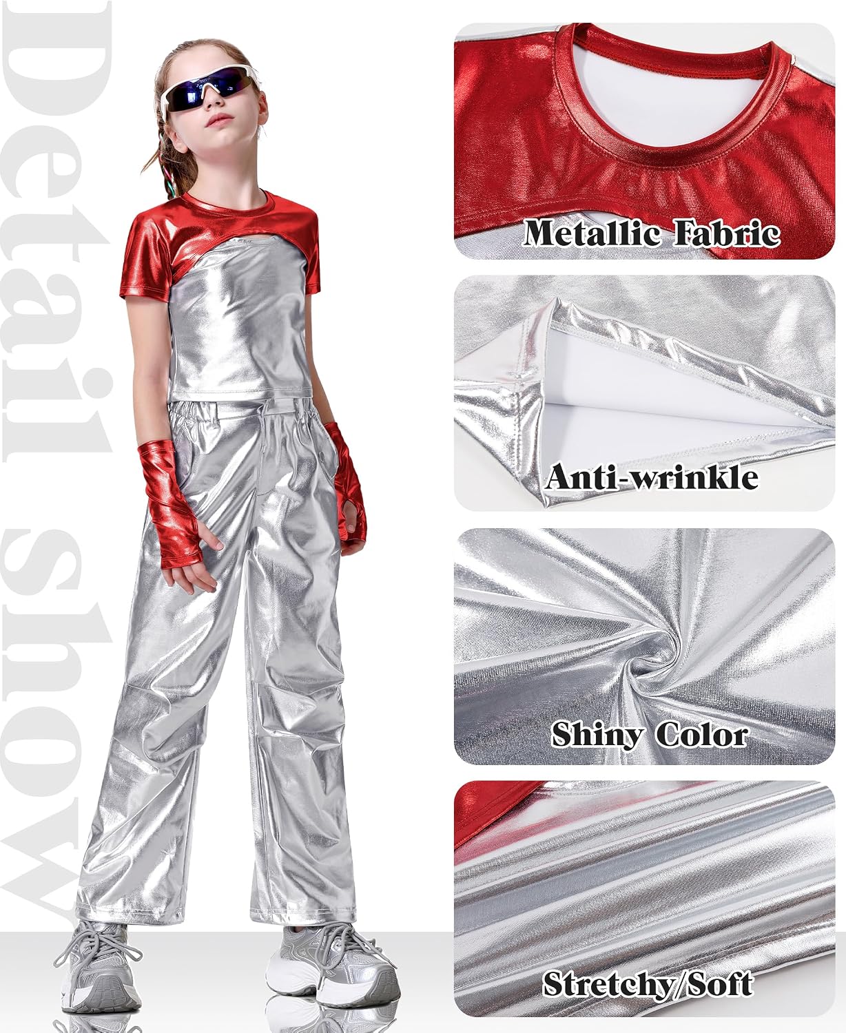Detalle 2 de LOLANTA Metallic Crew Neck Crop Top