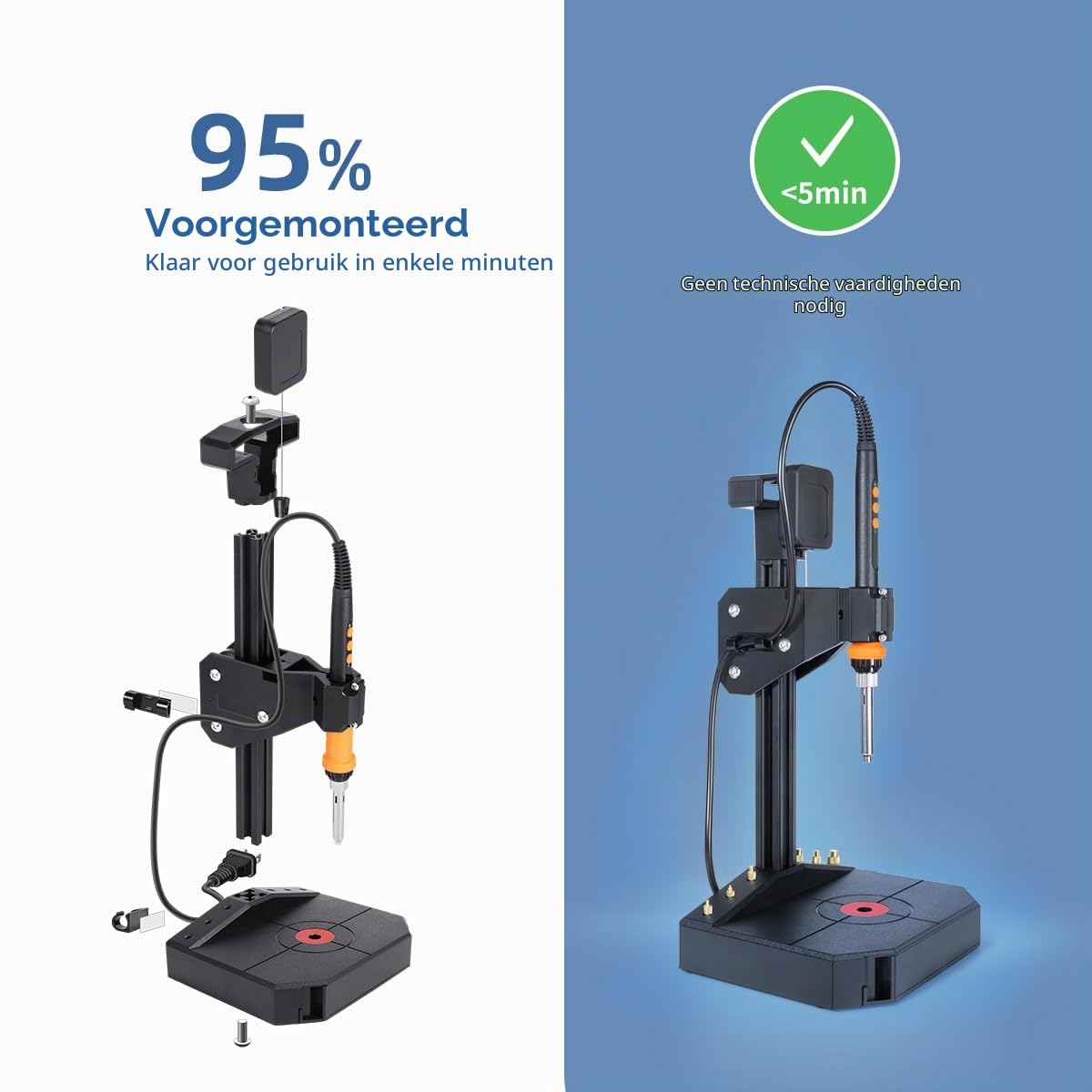 Detalle 2 de Mintion Heat Insert Press Kit: verticale heatsetpers met 90 W soldeerbout