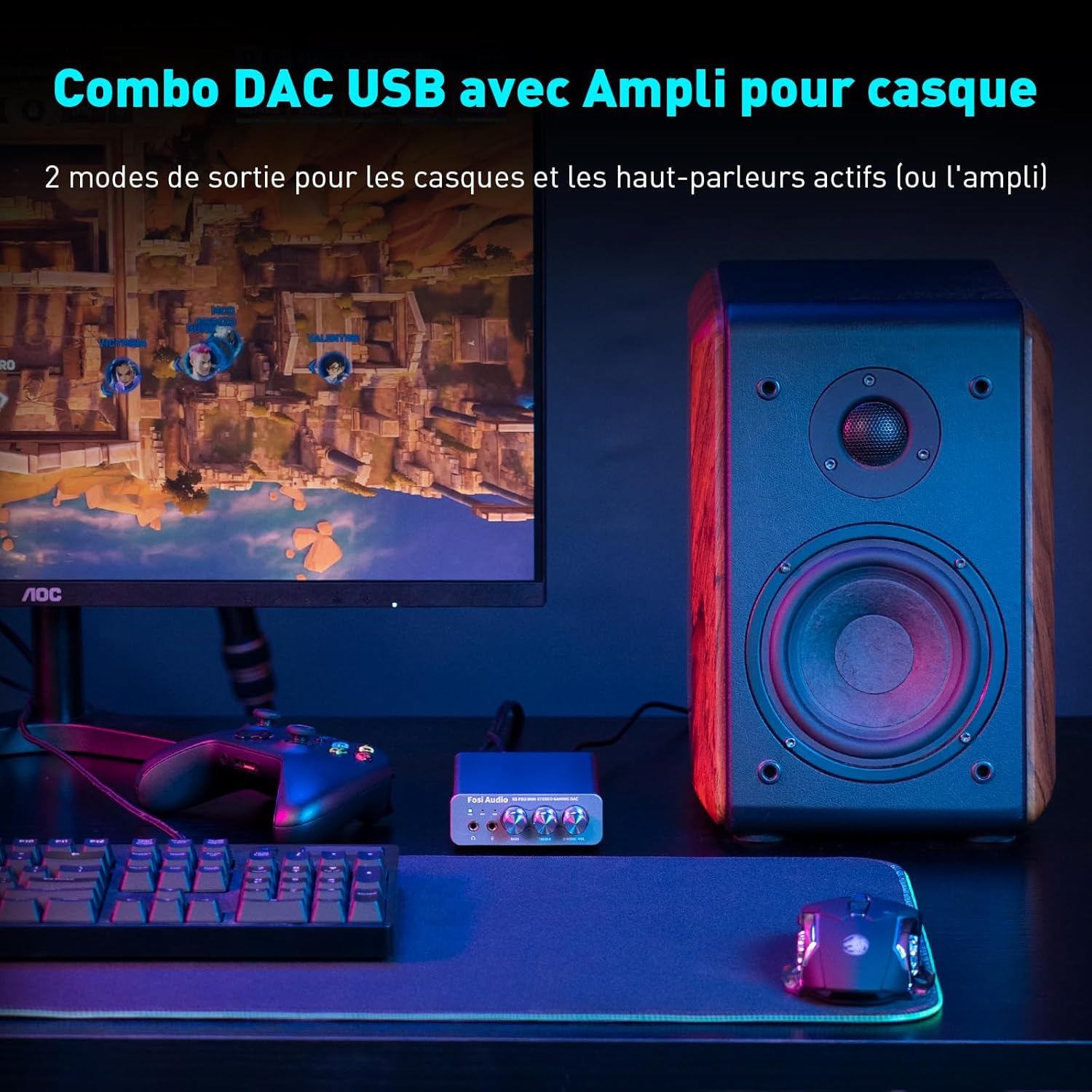 Thumbnail 6 de Fosi Audio K5 Pro : Amplificateur casque USB-C DAC HiFi pour PS5/PC/MAC avec sortie AUX/RCA