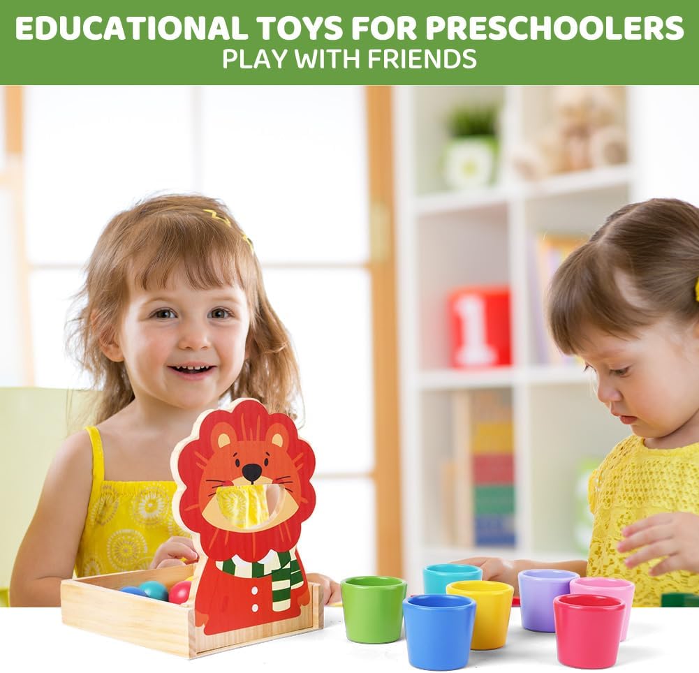 Thumbnail 6 de Vicloon Palline in Bicchierini Montessori 3+ Anni – Set in legno per imparare colori, forme e conteggio