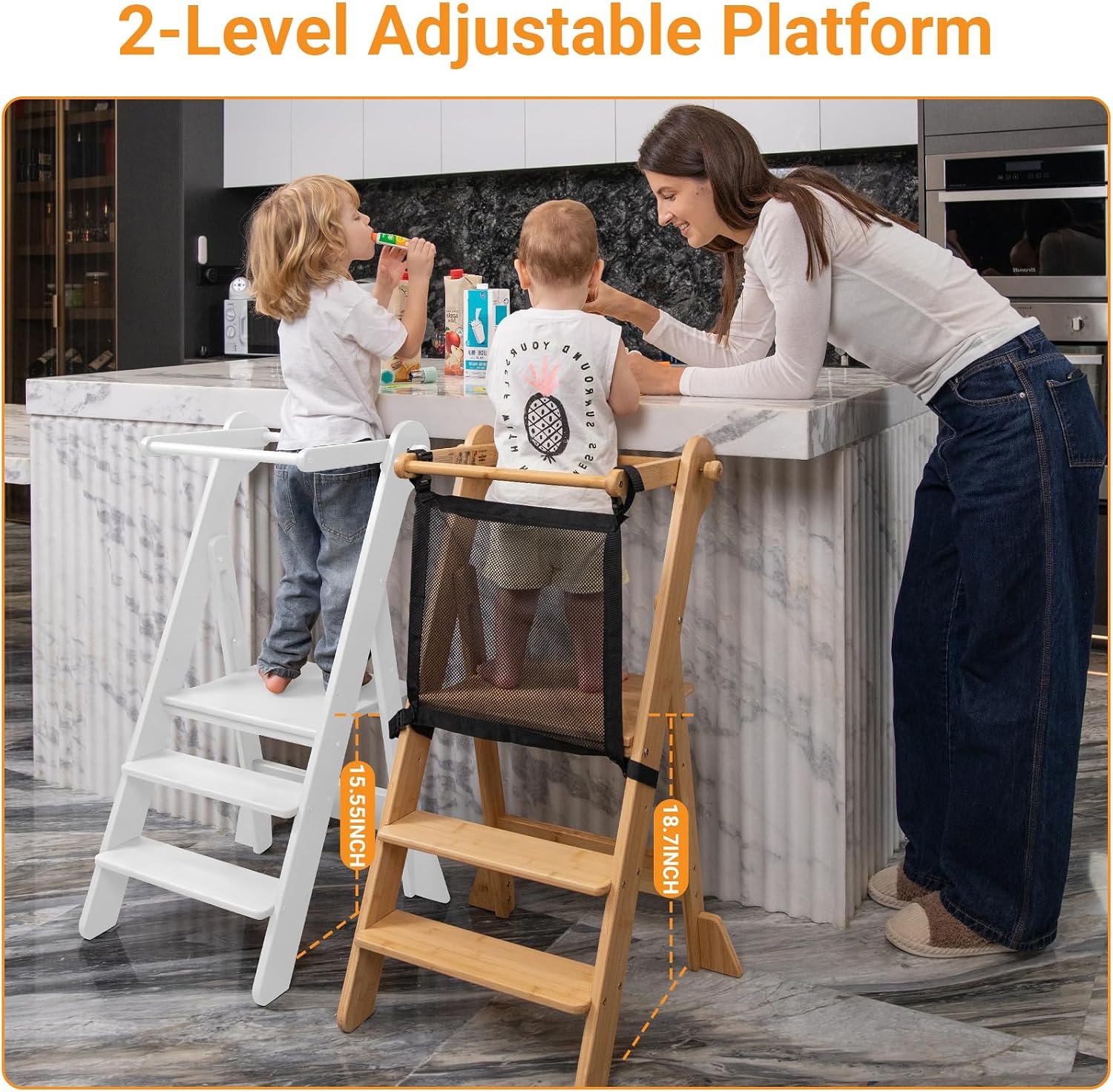 Thumbnail 6 de COSYLAND CS000124-2-CA Toddler Standing Tower, Bamboo, Cream, Foldable