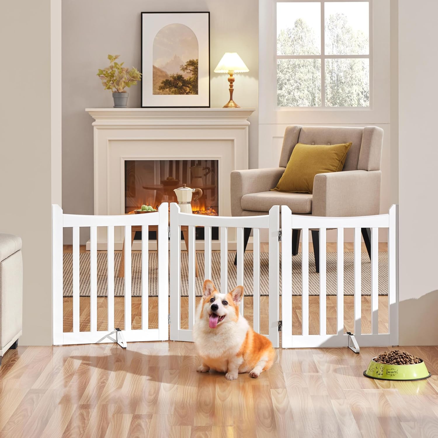 Thumbnail 1 de Yaheetech Wooden 3-Panel Indoor Pet Gate with Freestanding Design
