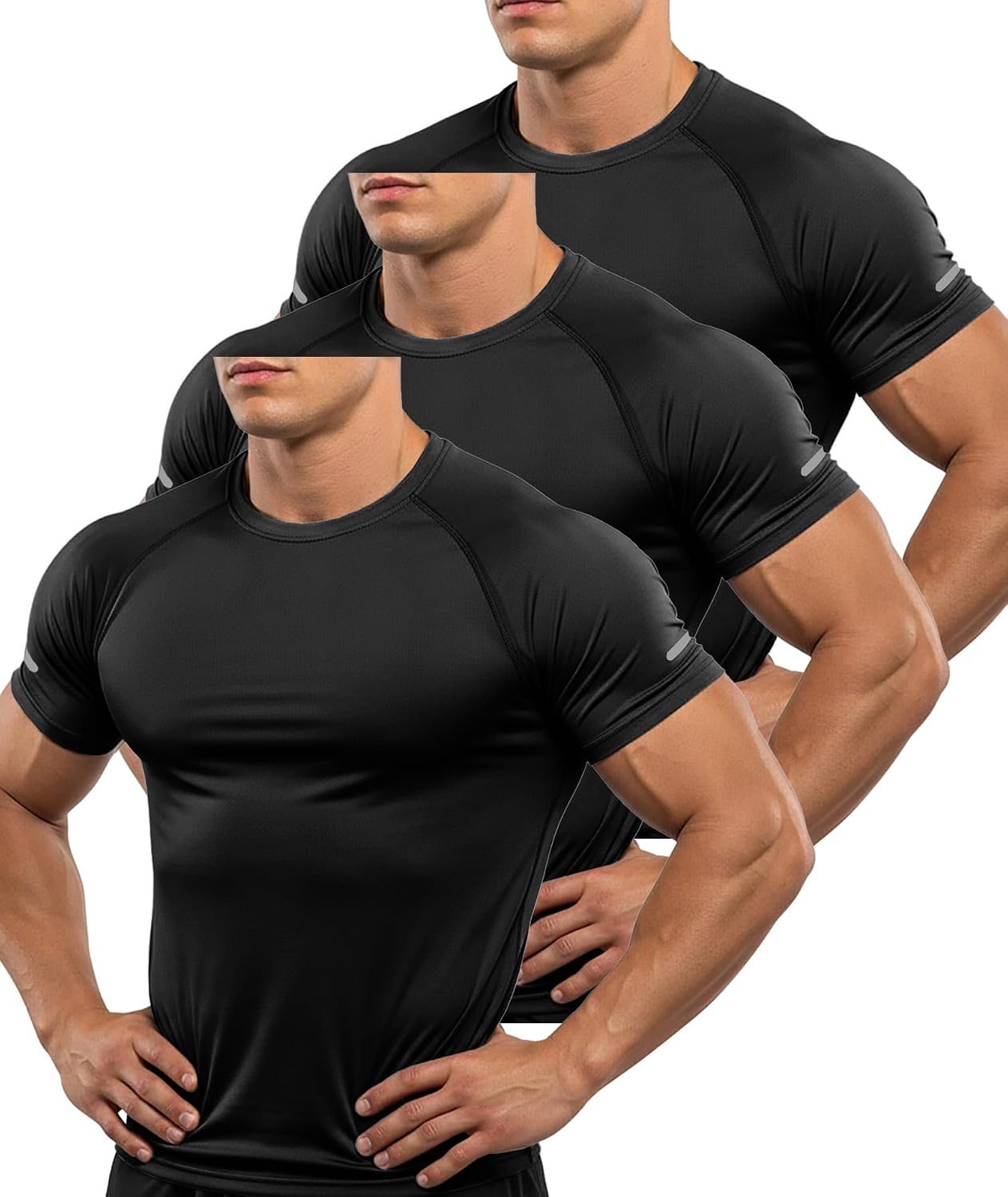 Thumbnail 6 de ZITY 3 Pezzi T-Shirt Uomo Sportive – Set da allenamento in poliestere traspirante