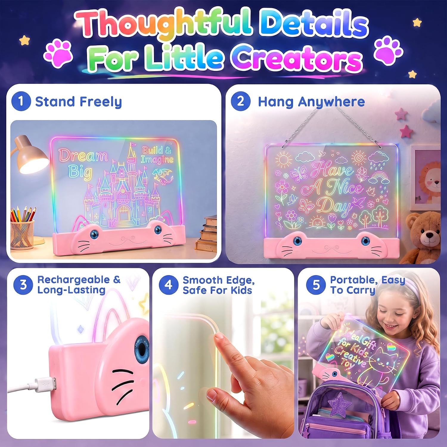 Thumbnail 6 de LED Drawing Board for Kids, 16-Inch