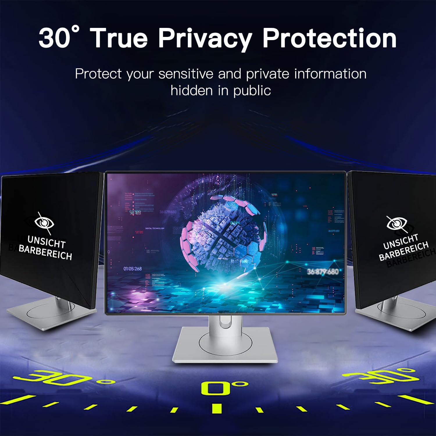 Detalle de Halloive 2-Pack 27-Inch Magnetic Hanging Privacy Screen for 16:9 Monitors