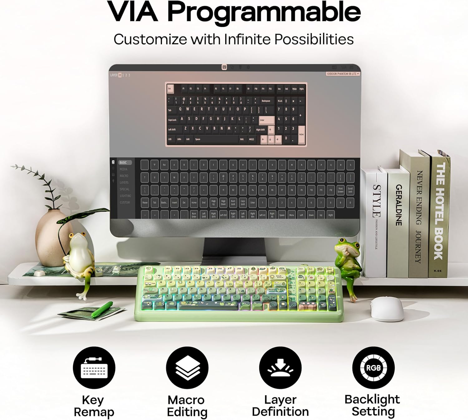 Thumbnail 6 de KiiBoom Phantom98 Lite 96% Wireless Mechanical Keyboard with VIA, Gasket, and 8000mAh Battery