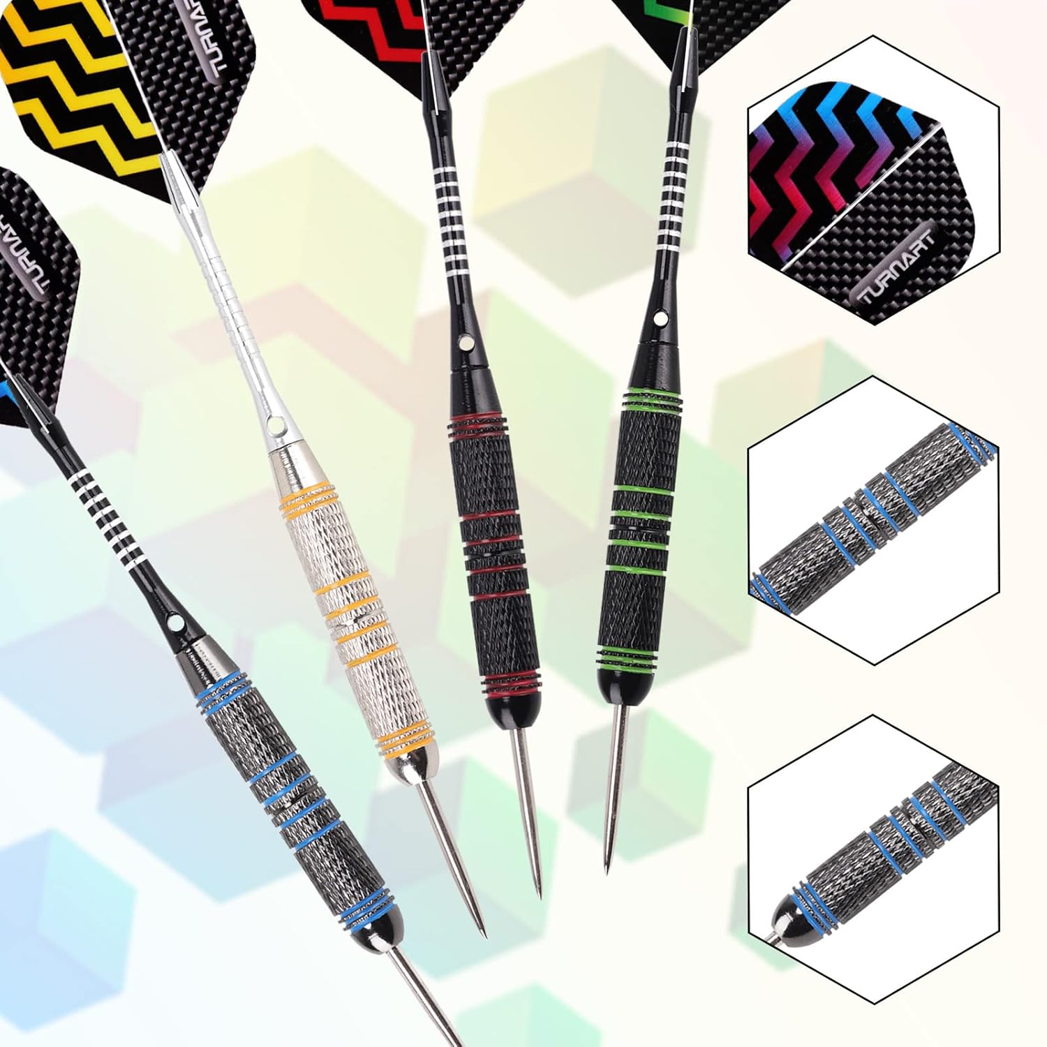 Thumbnail 3 de Turnart Dartpfeile Metallspitze – 12er Set, 24 g Profi Steel Pfeile (12 Aluminium-Schaft + 24 Flights)