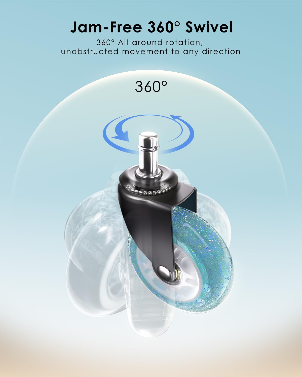 Thumbnail 6 de RidRed OCW-001-Sky Blue 3-Inch Replacement Chair Casters, Set of 5