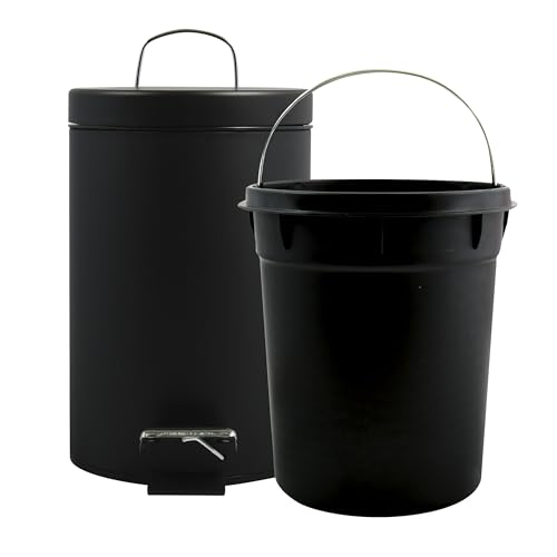 Thumbnail 8 de MSV Poubelle Cosmétique de Salle de Bain en Acier Inoxydable, Seau Intérieur Amovible, Ø3L, Noir Mat