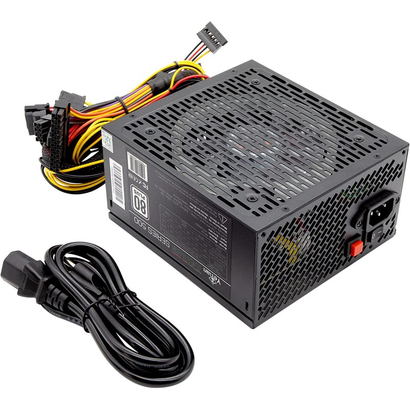 Detalle de Yeyian Raiden RGB 500W 80 Plus: fuente de alimentación ATX para gaming, con PFC activo y iluminación RGB