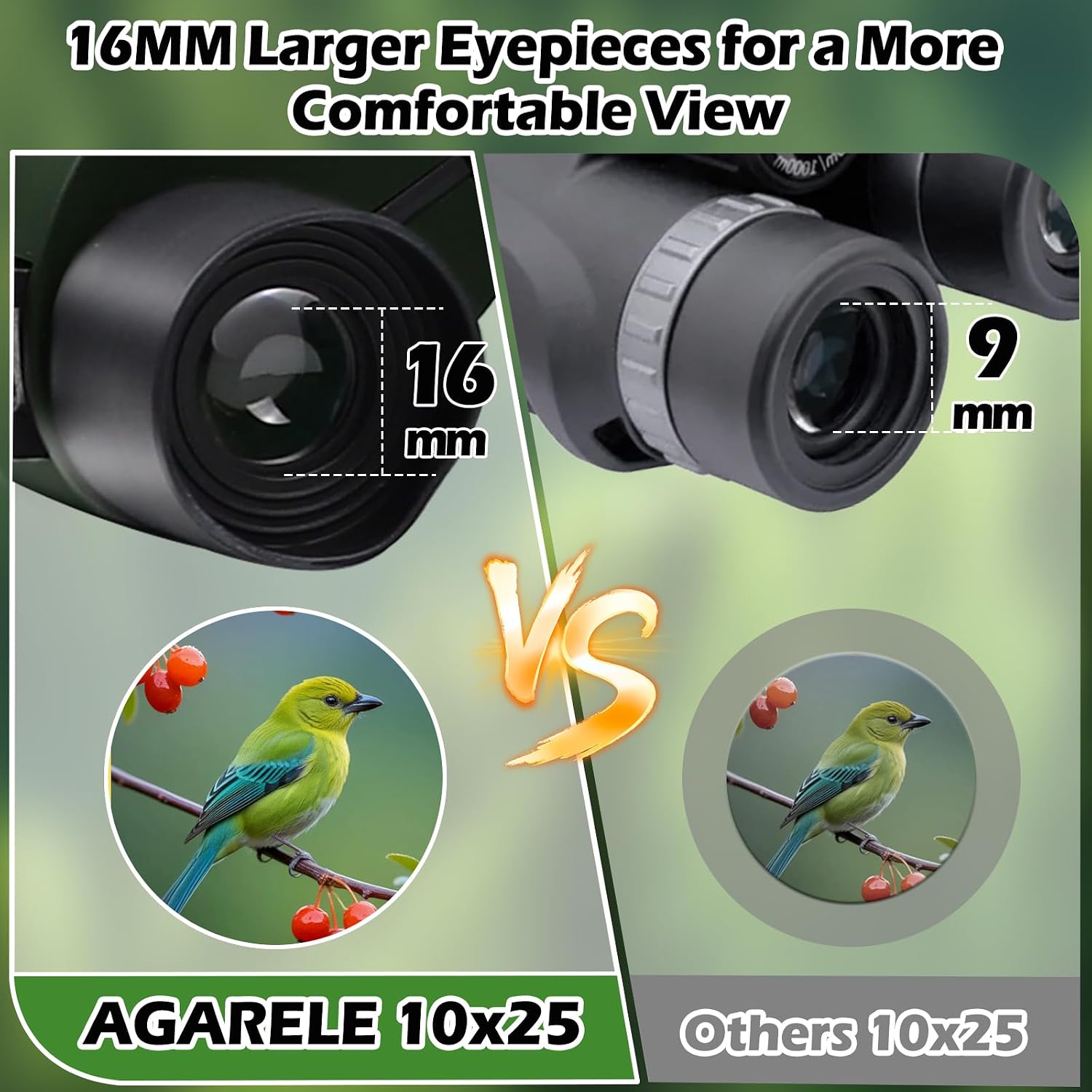 Detalle 2 de Binoculars for Adults and Kids: 10x25 Compact Binoculars for Bird Watching, Theatre, Concerts, and More (Green)