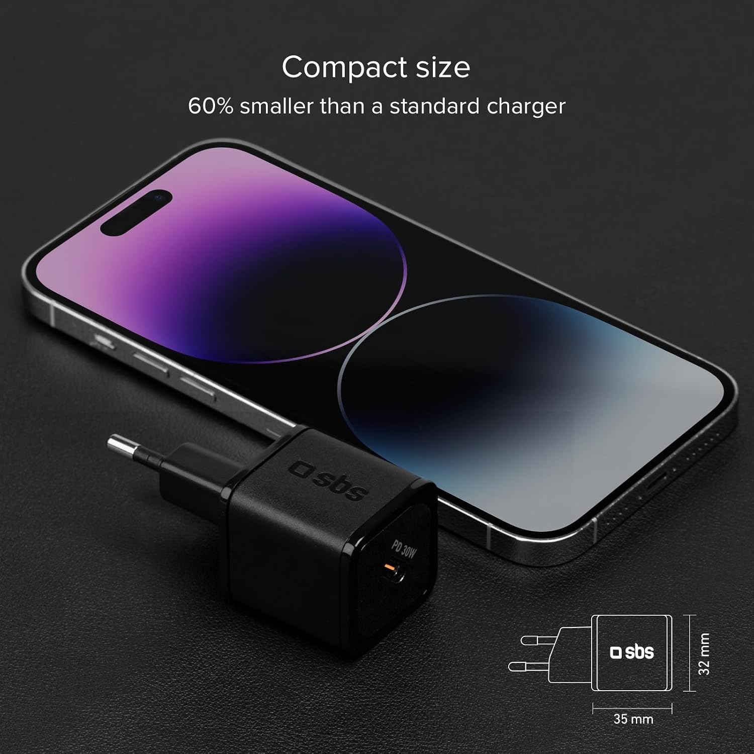 Detalle 2 de SBS Chargeur USB-C 30 W Power Delivery ⚡