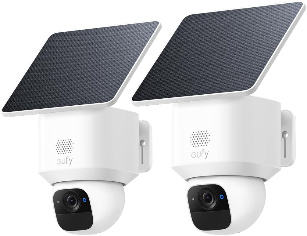Detalle de eufy SoloCam E30 2-pack – 2K-utomhuskamera med solpanel och 360°-panorering