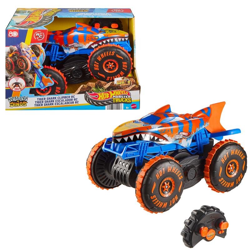Detalle de Monster Truck Hot Wheels JFR39: control remoto inalámbrico y multicolor para disfrutarlo en familia