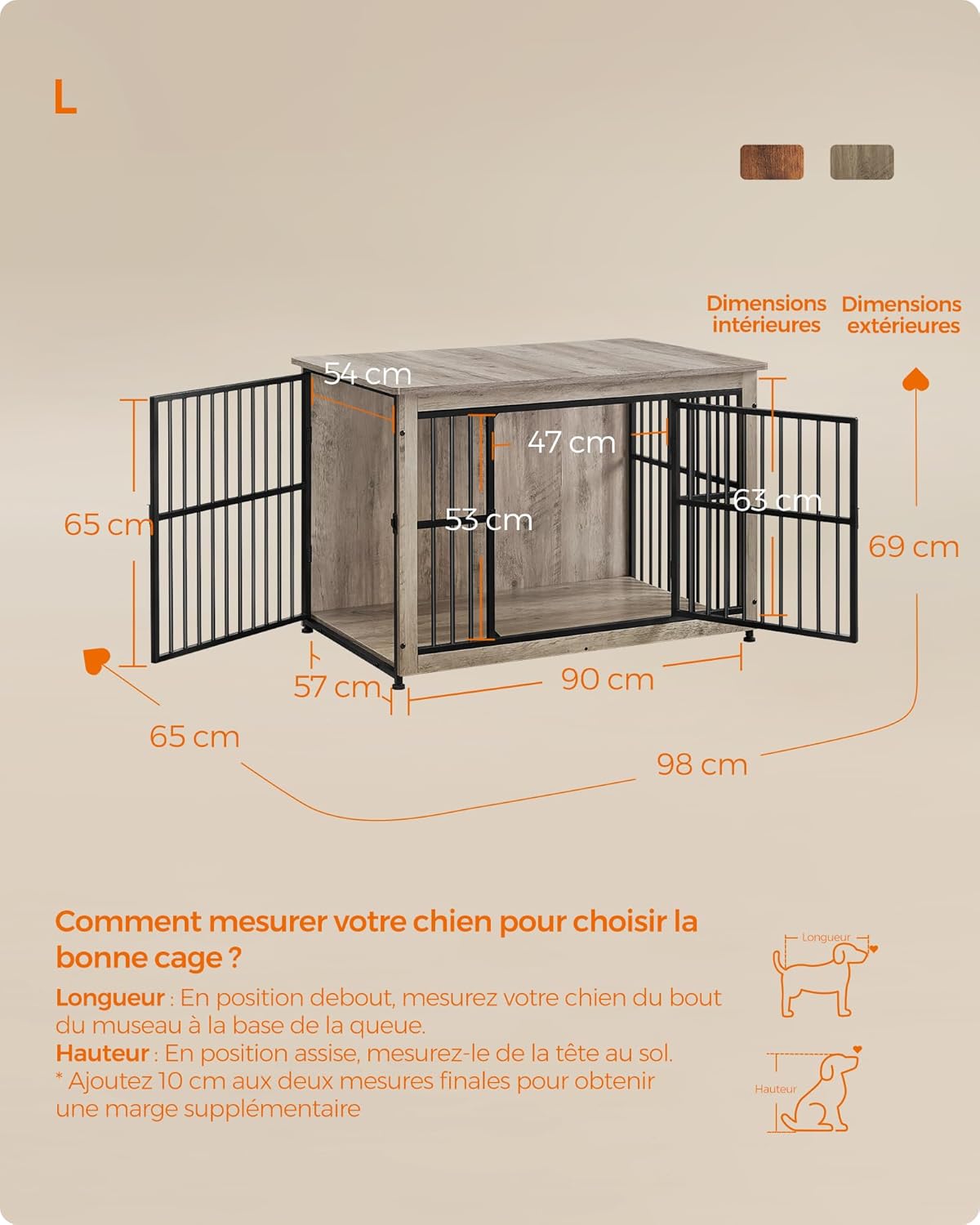 Thumbnail 6 de Feandrea Meuble Cage pour Chien PFC023G01 – table d’appoint moderne 2 en 1, pour chiens jusqu’à 32 kg