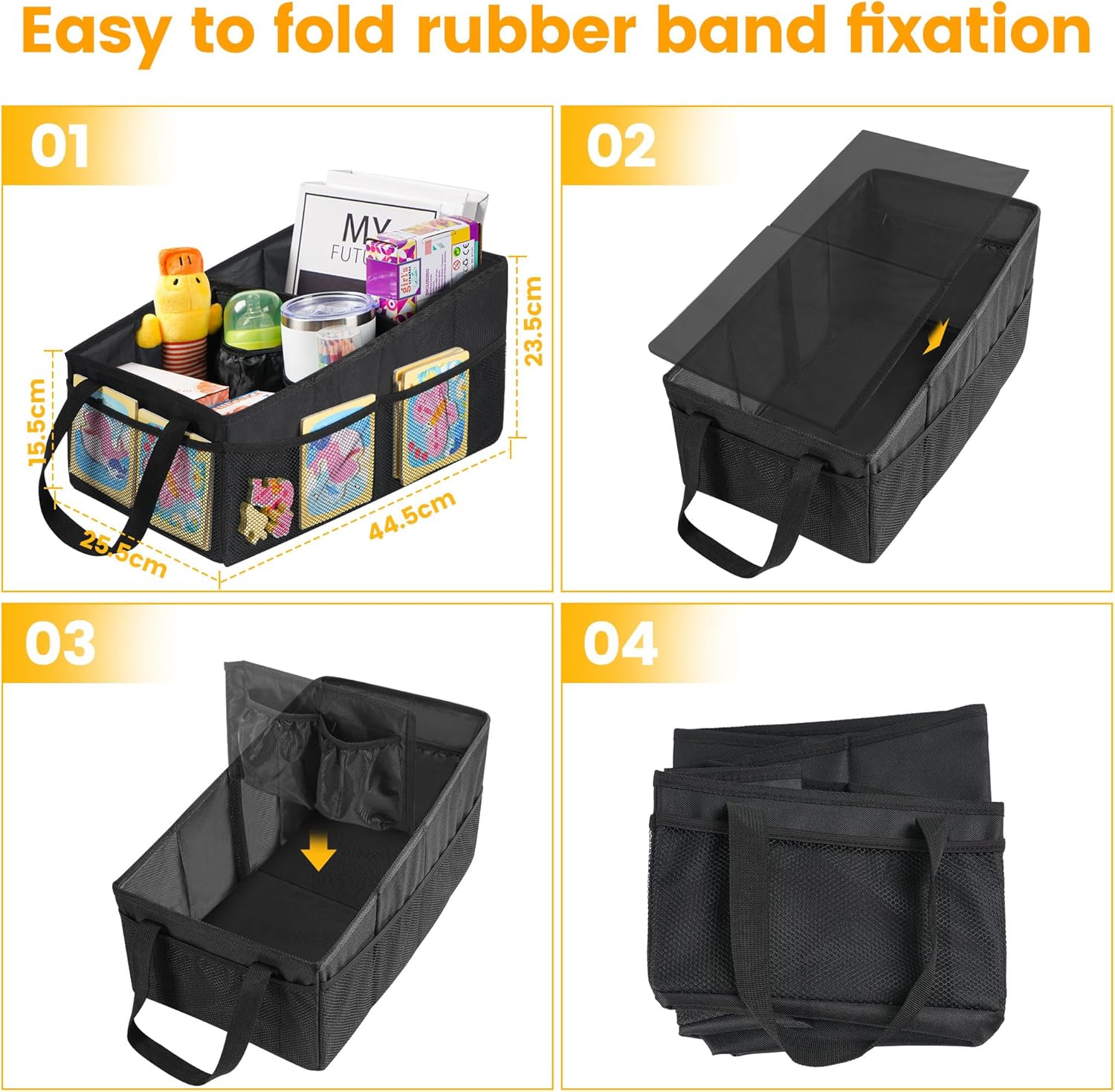 Thumbnail 5 de Kinder-Auto-Organizer Zouway für Rücksitz & Beifahrersitz – zusammenklappbare Aufbewahrungsbox mit Netztaschen