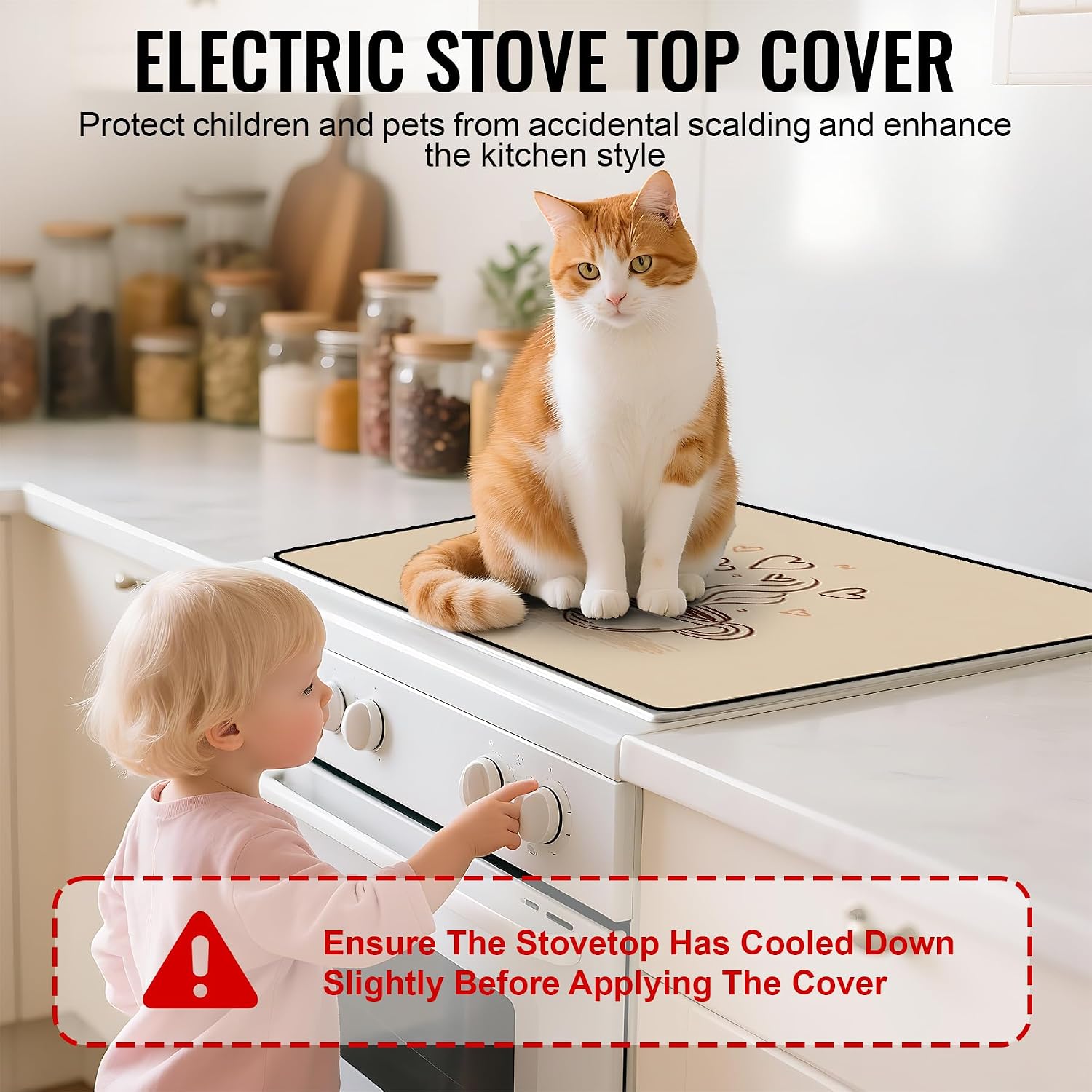 Detalle 2 de NYZE ZTD006 Wood Coffee Stove Cover, 28 x 20-Inch Non-Slip Cooktop Mat