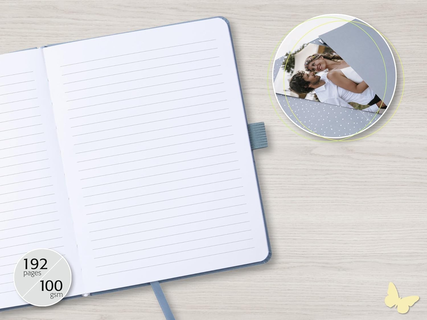 Thumbnail 2 de SIGEL JN398 Jolie Notizblock A6+ dotted (kariert), Hardcover grau/rosa – 79 Blatt mit Tasche & Gummiband