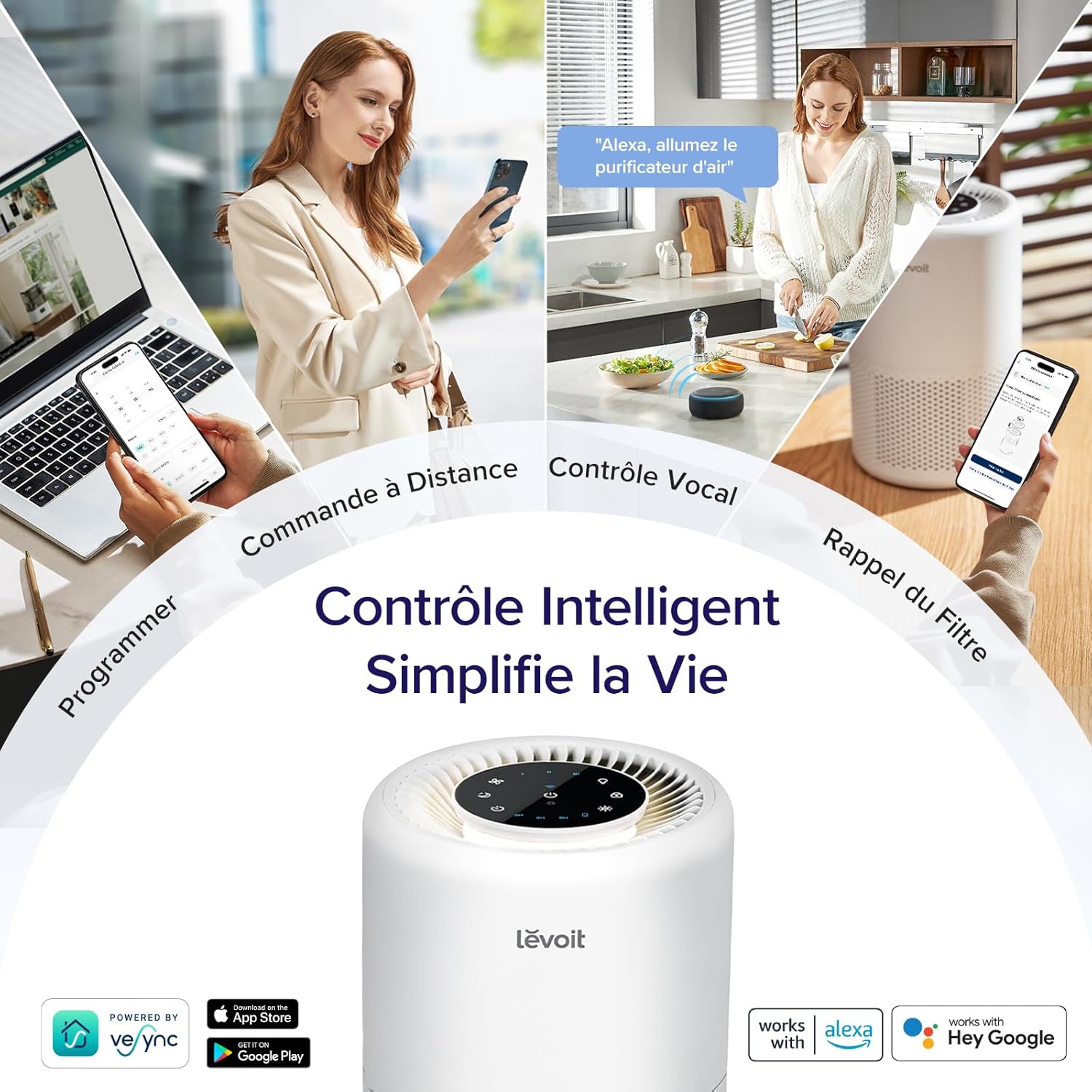 Detalle 2 de LEVOIT Core 200S – Purificateur d'Air silencieux pour pièces jusqu’à 35 m² avec veilleuse et contrôle via Alexa