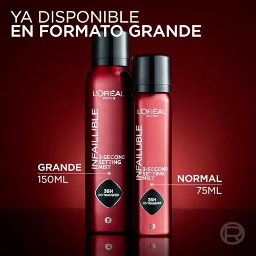 Detalle 2 de L’Oréal Paris Spray Fijador de Maquillaje Infaillible: fijación duradera, resistente al agua y acabado satinado