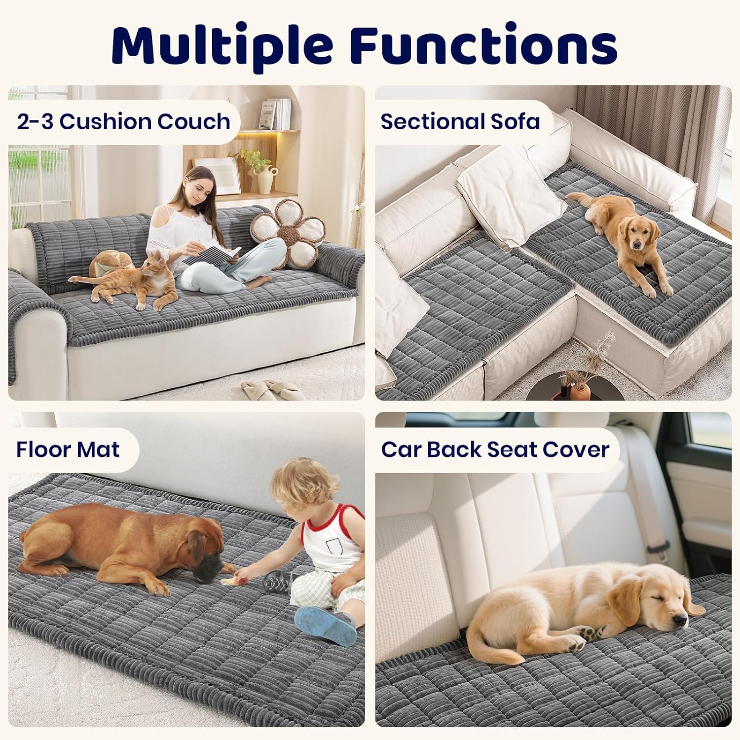 Thumbnail 2 de Royhom Housse de Couchage Épais pour Canapé et Coins – Protection anti-dérapante et douces textures (Gris, 70 x 210 cm)