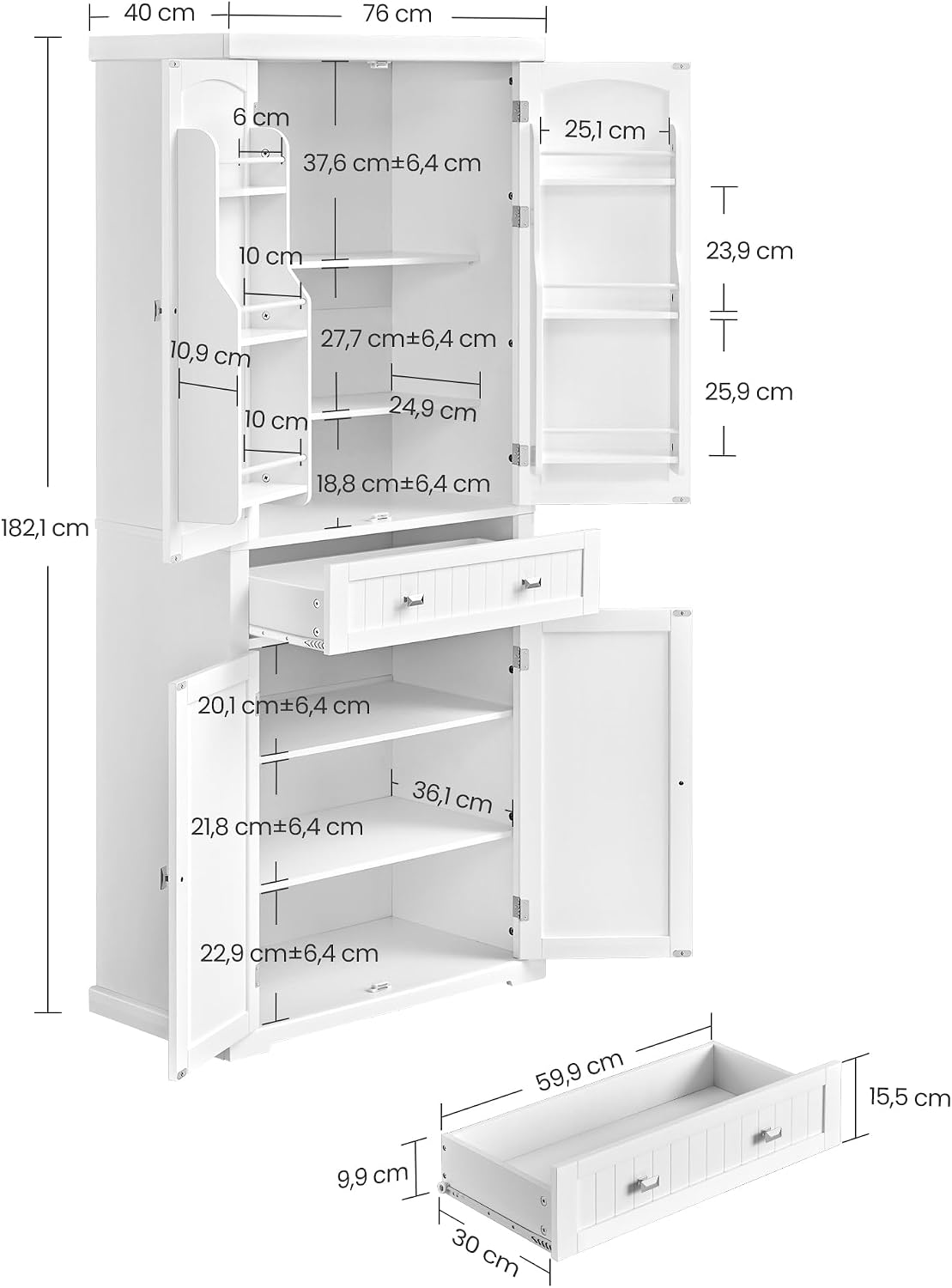 Thumbnail 2 de VASAGLE Buffet Haut BBC561W21 182,1 cm