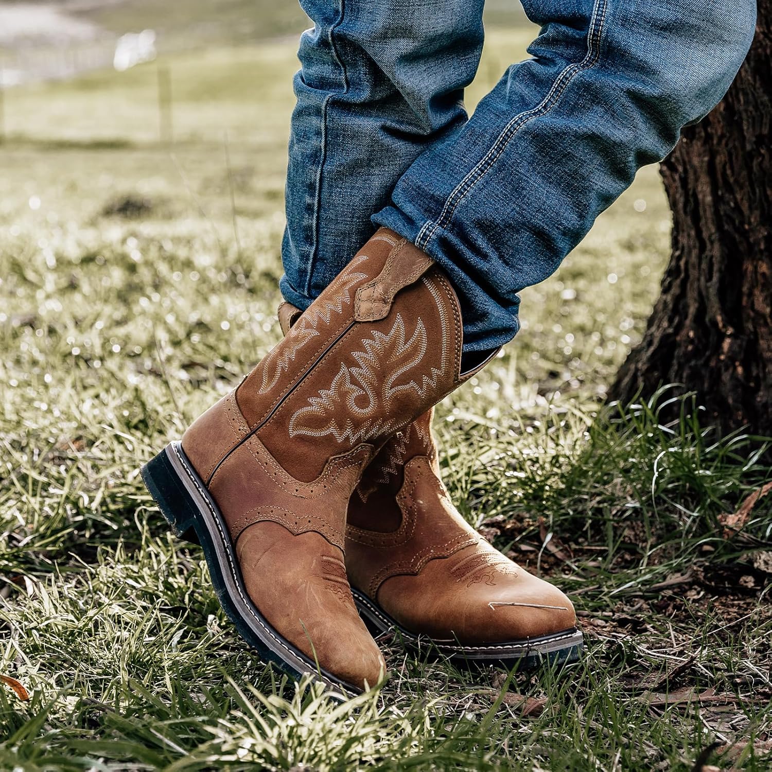 Thumbnail 1 de HISEA NINGO Steel Toe Work Boots for Men — Waterproof, Western Pull-On Boots with All-Around Protection