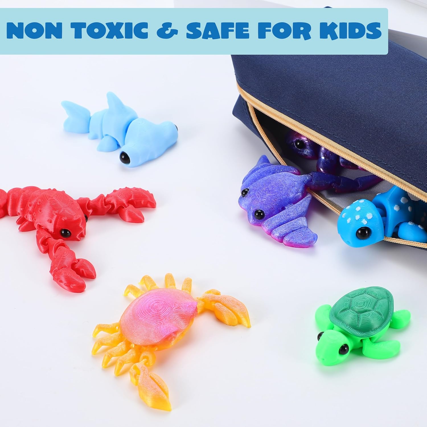 Thumbnail 3 de JOYIN 12 Pcs 3D Printed Ocean Animals Set: Flexible, Articulated Mini Sea Creatures for Fidgeting and Fun