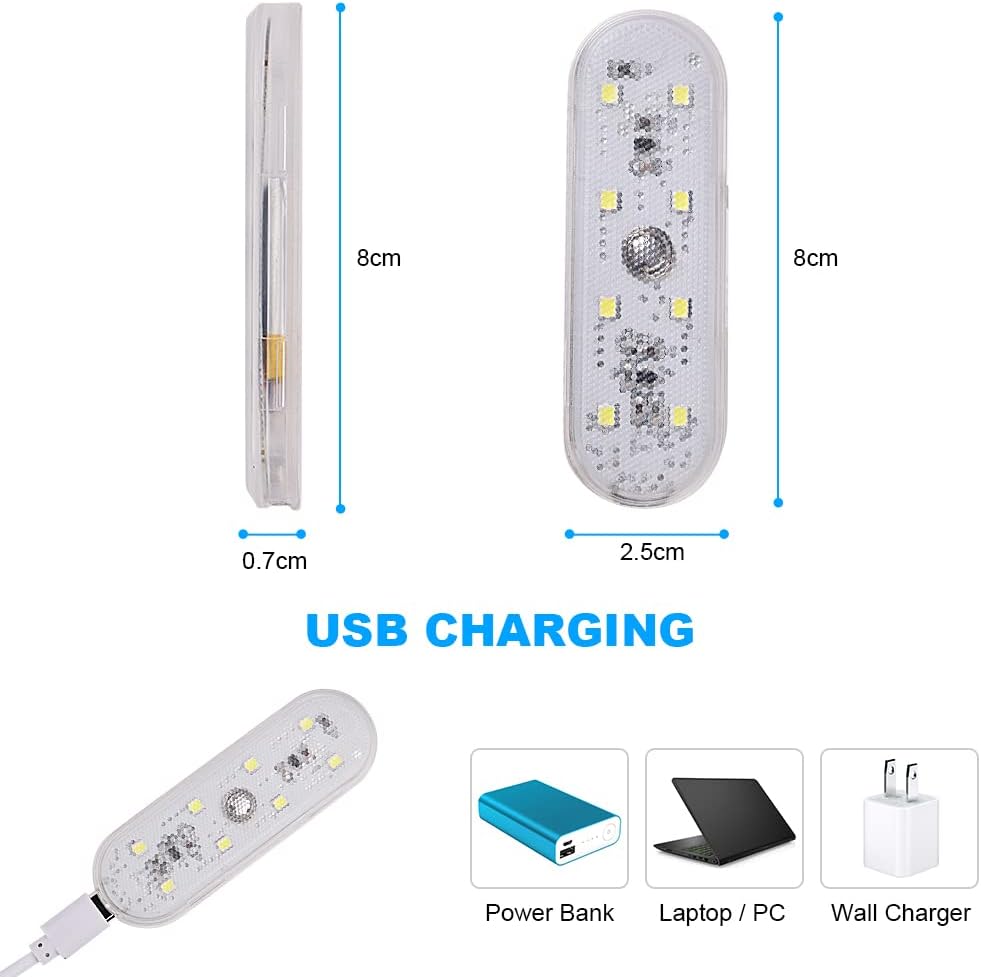Detalle 2 de URAQT Luce notturna LED per auto 8 LED, 2 pezzi
