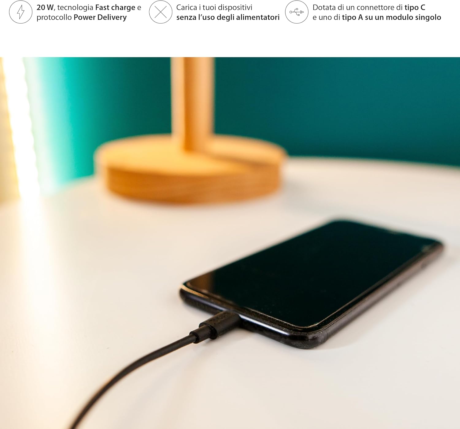 Thumbnail 3 de 4box Alimentatore USB CA 20W per Vimar Plana – carica veloce senza adattatori
