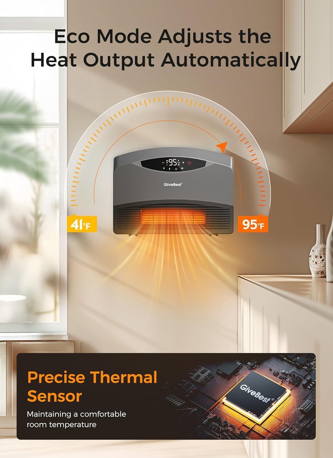 Thumbnail 4 de GiveBest UPH300M Smart Wall Heater, 1500W with Wi-Fi and Remote Control